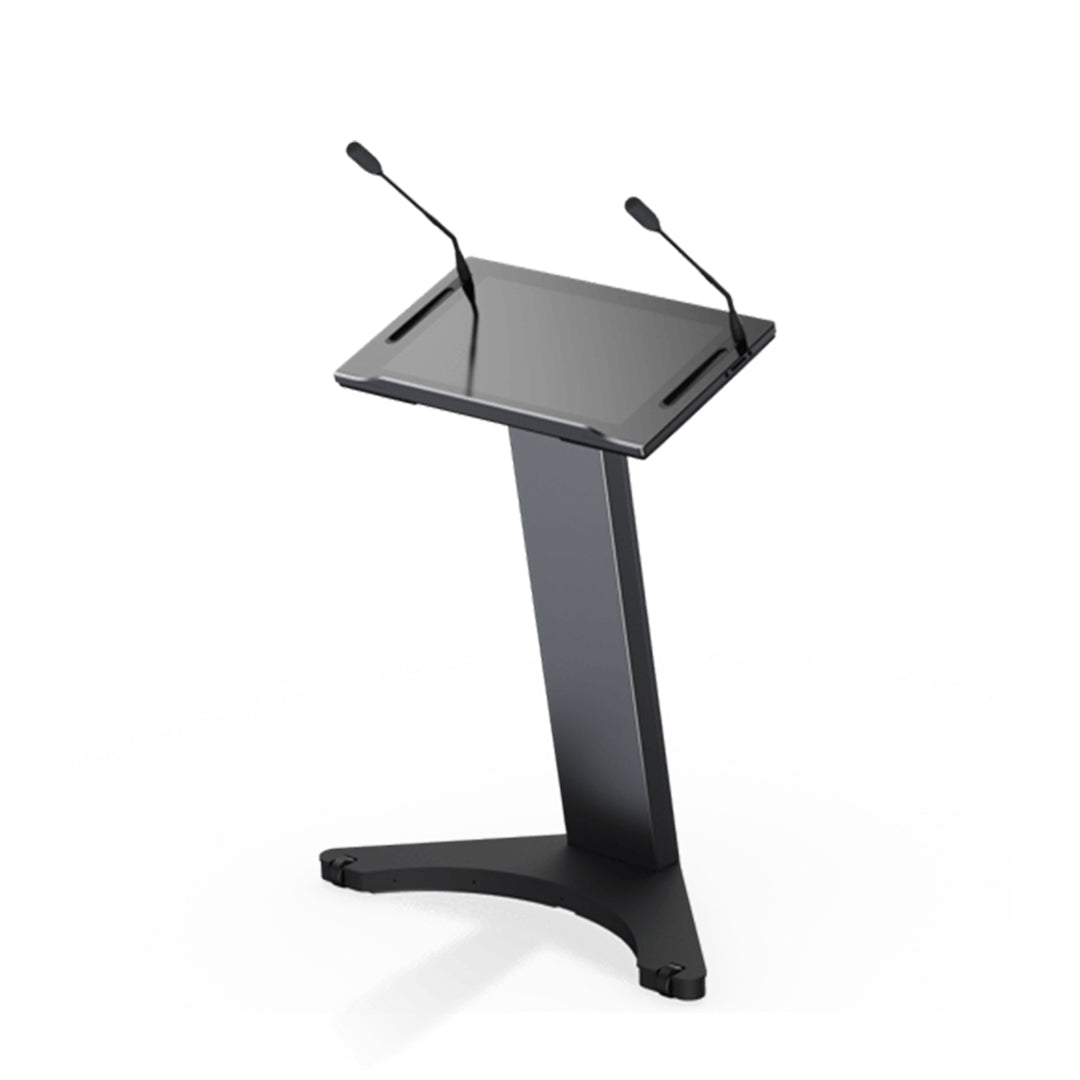 Cornea Orator Series smart podium with 21.5-inch touch display and gooseneck microphones